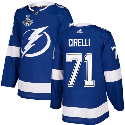 Adidas Tampa Bay Lightning Men #71 Anthony Cirelli Blue Home Authentic 2020 Stanley Cup Champions Stitched NHL Jersey->tampa bay lightning->NHL Jersey